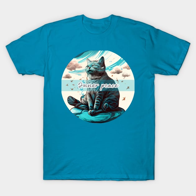 Inner Peace - Meditating Cat T-Shirt by JusstTees